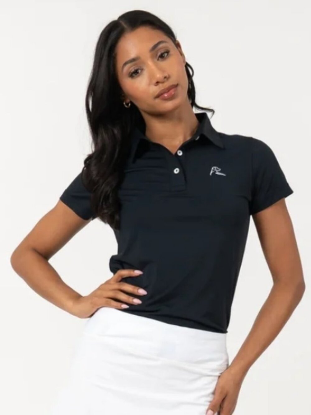 Rhoback Women's Solid Performance Polo In Black Size Small